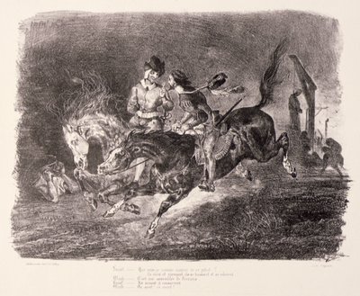 Faust och Mephistopheles galopperar genom sabbatsnatten, 1828 av Ferdinand Victor Eugene Delacroix