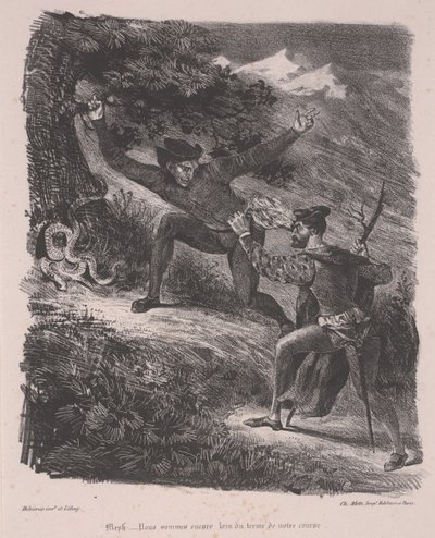 Faust och Mephistopheles i Harzbergen av Ferdinand Victor Eugene Delacroix
