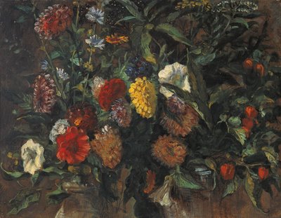 Blomsterstilleben, ca 1848 (olja på kartong) av Ferdinand Victor Eugene Delacroix