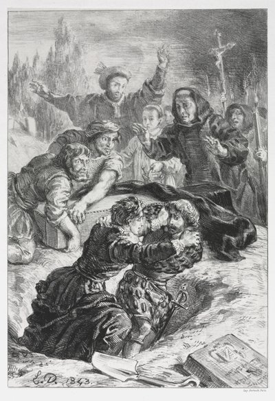 Hamlet: Hamlet och Laertes i Ophelias grav, 1843. av Ferdinand Victor Eugene Delacroix