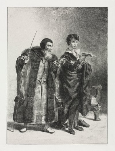 Hamlet: Polonius och Hamlet, 1834. av Ferdinand Victor Eugene Delacroix