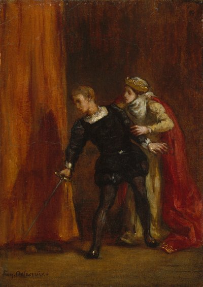 Hamlet och hans mor, 1849 av Ferdinand Victor Eugene Delacroix
