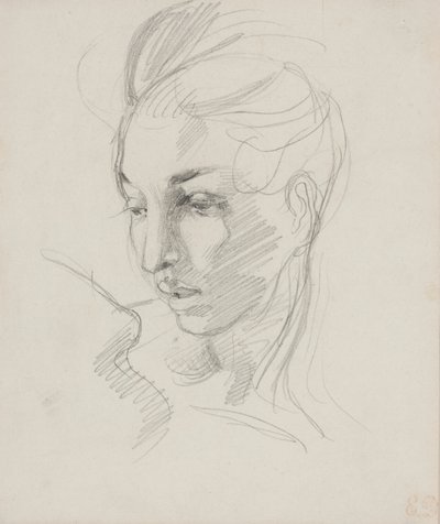 Head of Liberty (grafitpenna på papper) av Ferdinand Victor Eugene Delacroix
