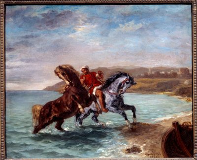 Hästar som kommer upp ur havet. Målning av Eugene Delacroix (1798-1863) av Ferdinand Victor Eugene Delacroix