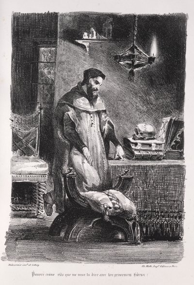 Illustrationer för Faust: Faust i sitt omklädningsrum, 1828. av Ferdinand Victor Eugene Delacroix