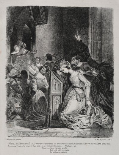 Illustrationer för Faust: Marguerite i kyrkan, 1828. av Ferdinand Victor Eugene Delacroix
