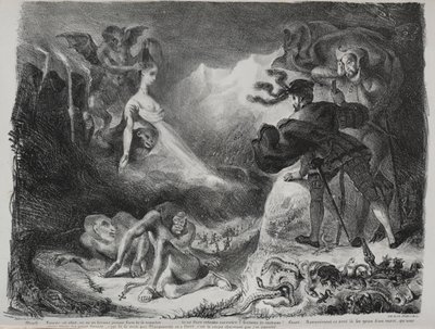Illustrationer för Faust: Marguerites skugga visas för Faust, 1828. av Ferdinand Victor Eugene Delacroix