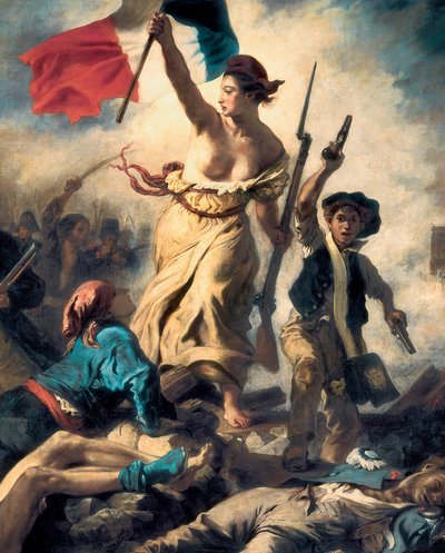 Liberty som leder folket, 28 juli 1830, c.1830-31 (detalj) (olja på duk) av Ferdinand Victor Eugene Delacroix