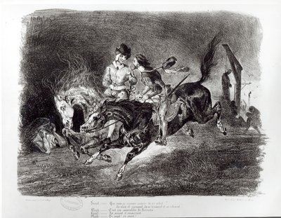 Mefistofeles och Faust rider i natten, Illustration för Faust av Goethe, 1828 av Ferdinand Victor Eugene Delacroix