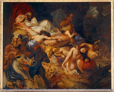 Mort de Sardanapale - Sardanapalus död. 1826-1827. Skiss till 40-11-02/62 ... av Ferdinand Victor Eugene Delacroix