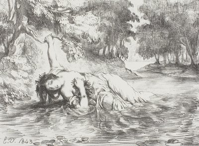 Ophelias död, 1843 av Ferdinand Victor Eugene Delacroix