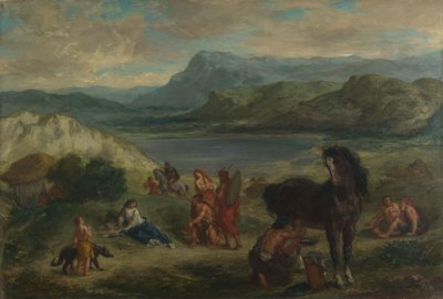 Ovidius bland skyterna av Ferdinand Victor Eugene Delacroix