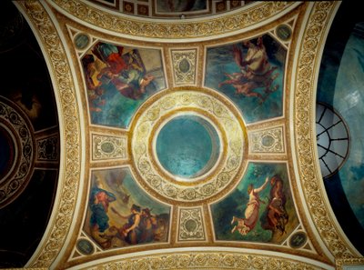 Poesi: Ovidius bland barbarerna, Alexander och Homeres dikter, utbildning av Akilles, den grekiska poeten Hesiode och musan”” Målning av Eugene Delacroix (1798-1863) som dekorerar den femte kupolen på nationalförsamlingens bibliotek, cirka 1846 Palais av Ferdinand Victor Eugene Delacroix