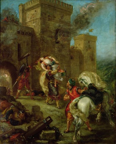 Rebecca kidnappad av tempelriddarna, Sir Brian de Bois-Guilbert av Ferdinand Victor Eugene Delacroix