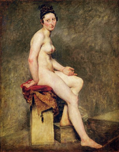 Sittande naken, Mademoiselle Rose (olja på duk) av Ferdinand Victor Eugene Delacroix