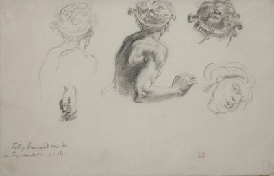 Studieark för "Trajanus rättvisa", ca 1840 (penna på papper) av Ferdinand Victor Eugene Delacroix