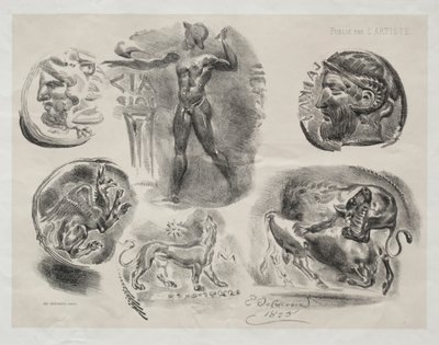 Ark med sex antika medaljer, 1825. av Ferdinand Victor Eugene Delacroix