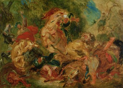 Studie för Lejonjakten, 1854 av Ferdinand Victor Eugene Delacroix