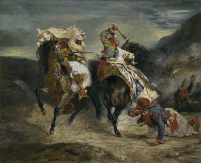 Striden mellan Giaour och Hassan, 1826 av Ferdinand Victor Eugene Delacroix