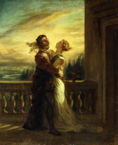 Romeo och Julias farväl; Les Adieux de Romeo et Juliette, 1845 av Ferdinand Victor Eugene Delacroix
