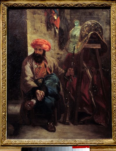 Den turkiska sadelmålningen av Eugene Delacroix (1798-1863) 1825 Sön. 0,41x0,33 m . av Ferdinand Victor Eugene Delacroix