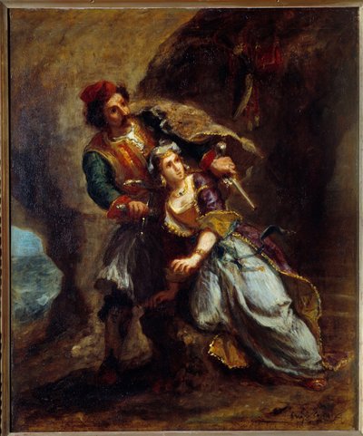Abydos förlovning. Målning av Eugene Delacroix (1798-1863) av Ferdinand Victor Eugene Delacroix