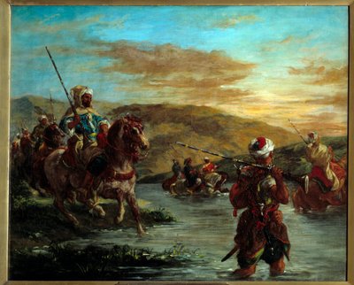 En gues passage i Marocko. Målning av Eugene Delacroix (1798-1863) av Ferdinand Victor Eugene Delacroix