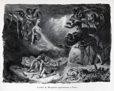 Gretschens skugga dyker upp på Faust av Ferdinand Victor Eugene Delacroix