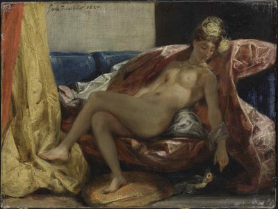 Kvinna med en papegoja, mellan 1826 och 1828. av Ferdinand Victor Eugene Delacroix