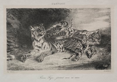Ung tiger leker med sin mamma, 1831. av Ferdinand Victor Eugene Delacroix