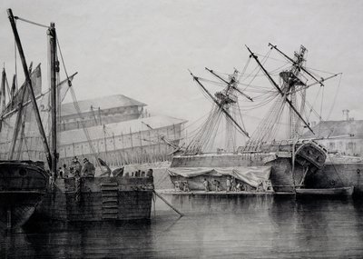 Brigantine, litografi av Ferdinand Perrot av Ferdinand Victor Perrot