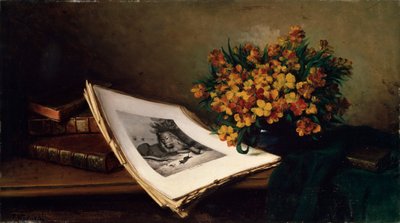 Stilleben med litografi, 1800-talet av Ferdinand Wagner the elder