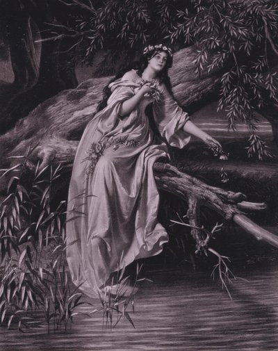 Scen från Shakespeares Hamlet (akt IV, scen 7) (litho) av Ferdinand the Elder Piloty