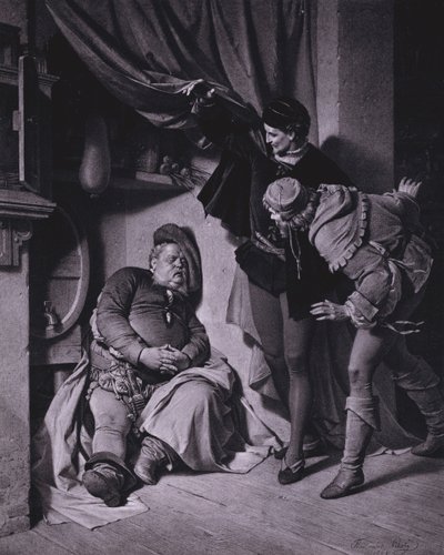 Scen från Shakespeares kung Henrik IV, del 1 (akt II, scen 4) (litho) av Ferdinand the Elder Piloty