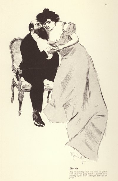 Man med sin älskarinna (litho) av Ferdinand von Reznicek