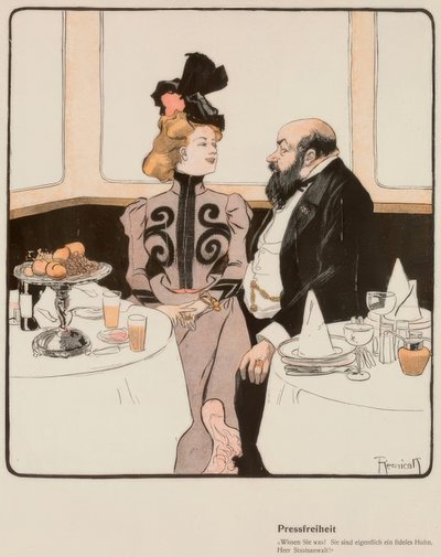 Tryckfrihet. / Vet du vad! Du är en glad kyckling, herr åklagare! av Ferdinand von Reznicek