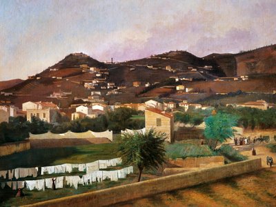 View of Hill of Fiesole av Ferdinando Buonamici (1820-92), olja på duk, 88x119 cm av Ferdinando Buonamici