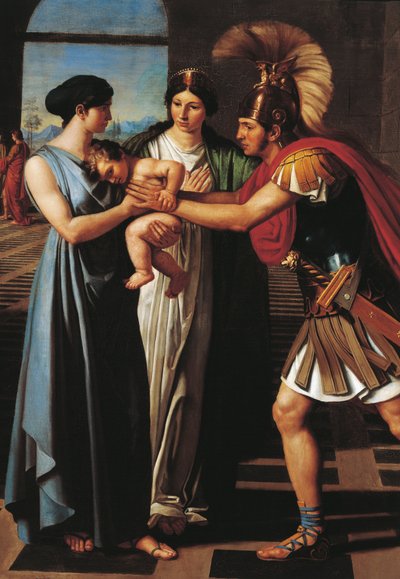 Andromache avlyssnar Hector vid Scaean Gate (detalj) av Ferdinando Castelli