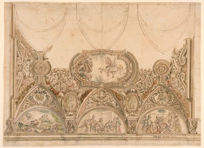 Design för dekoration av taket i ett kapell av Ferdinando Galli Bibiena