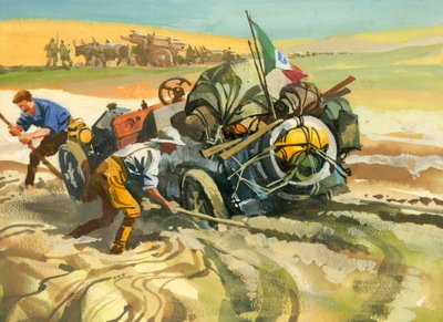 Ten thousand mile motor race (gouache på papper) av Ferdinando Tacconi