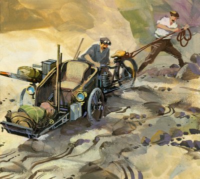 Ten thousand mile motor race (gouache på papper) av Ferdinando Tacconi