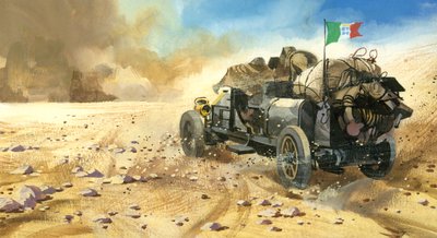 Ten thousand mile motor race (gouache på papper) av Ferdinando Tacconi