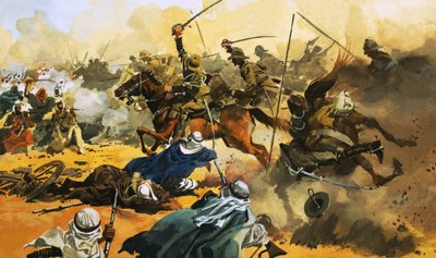 21st Lancers leder slaget mot det arabiska fästet Omdurman 1897 av Ferdinando Tacconi
