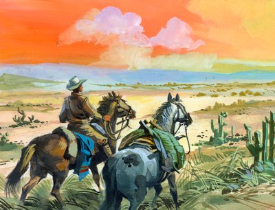 Tschiffely i ökenlandskapet i Santiago de Estero av Ferdinando Tacconi