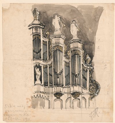 Orgel i Vilniuskatedralen, detalj av Ferdynand Ruszczyc