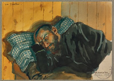 Porträtt av Lavissiere som tar en tupplur, Gustrow av Fernand Barbier