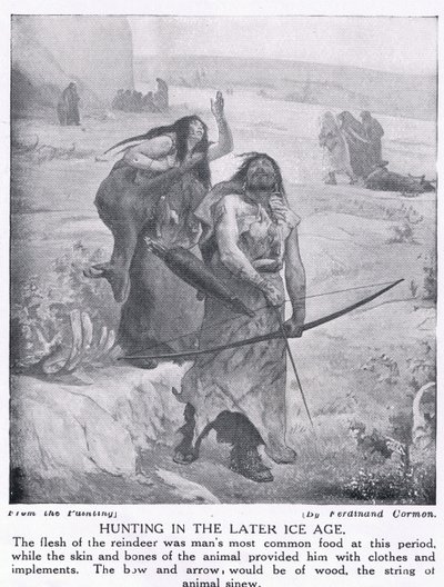 Jakt under den senare istiden, illustration från "Hutchinson