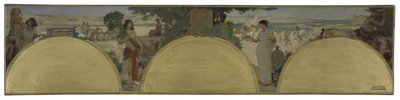 Skiss till Hôtel de Ville de Paris: Skrivandets historia - forntiden, ca 1890 (olja på duk) av Fernand Cormon