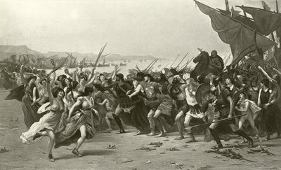 Segrarna från Salamis (djuptryck) av Fernand Cormon