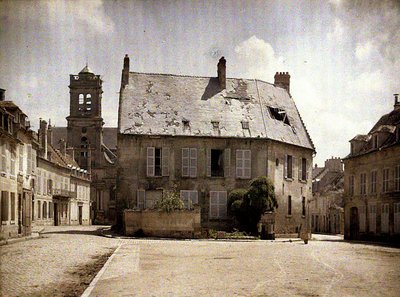 Hus med skadat tak, Soissons, Aisne, 1917 (autokrom) av Fernand Cuville